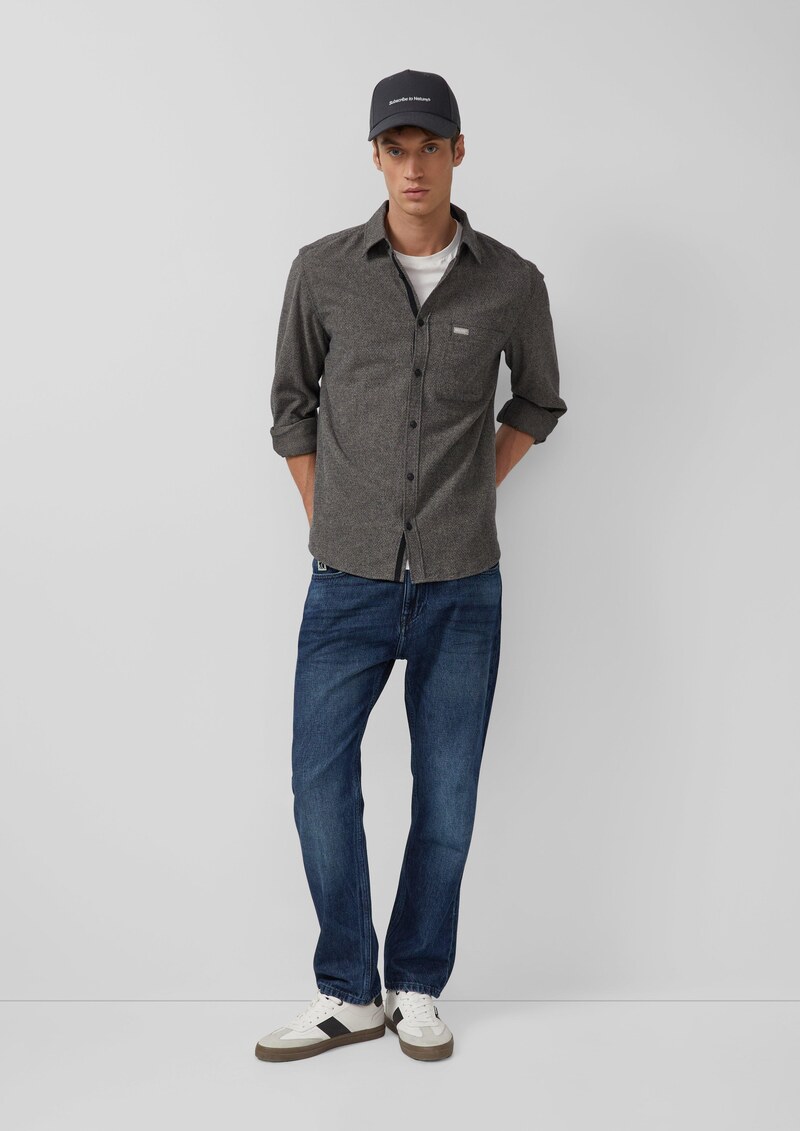 Regular Fit: Strukturiertes Hemd aus Baumwolle