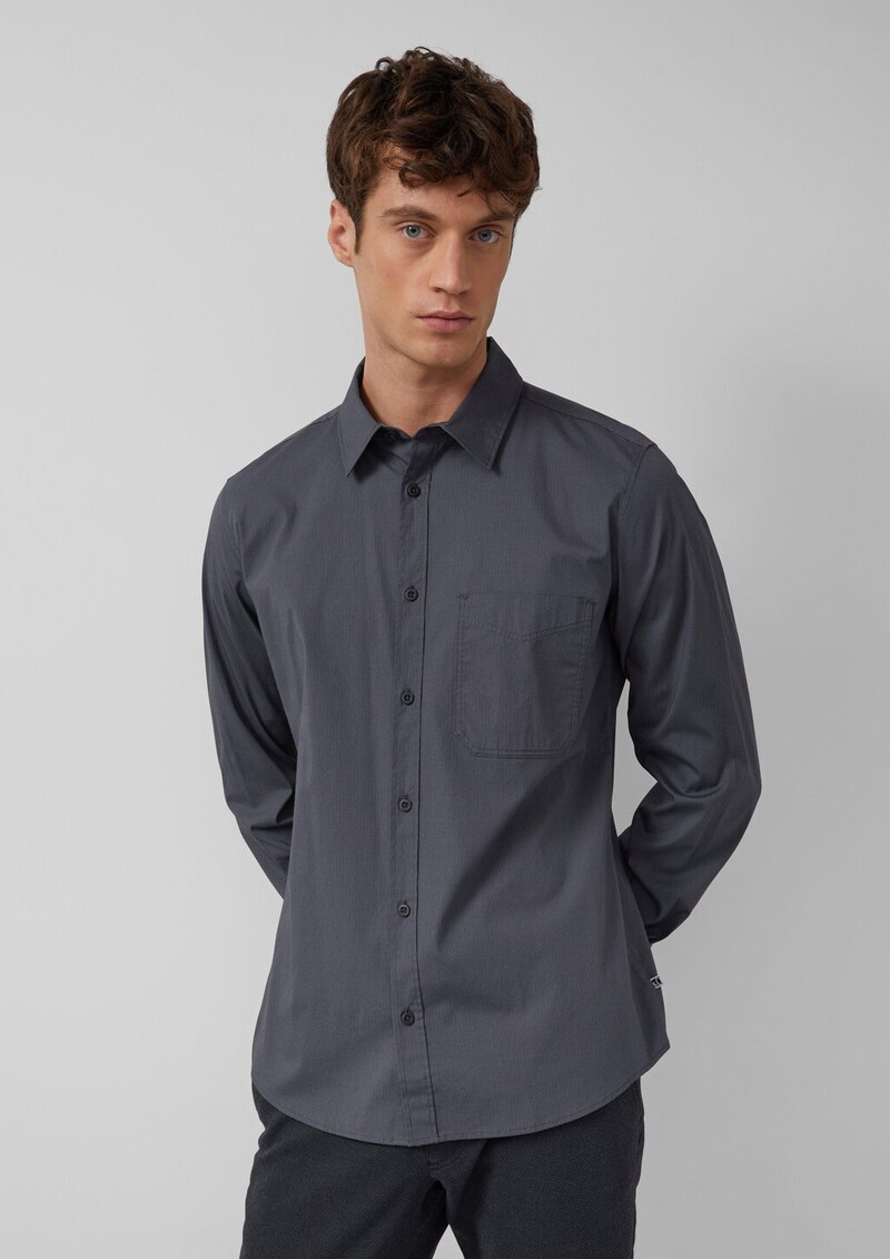 Slim Fit: Gemustertes Hemd mit Kentkragen