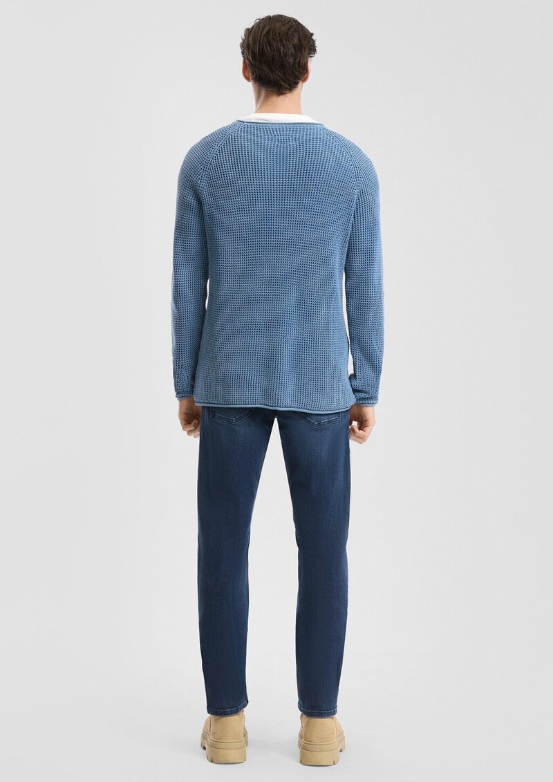 Grobstrickpullover mit Wascheffekt und Rollkante