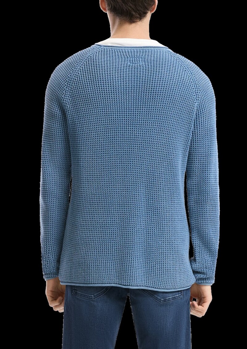 Grobstrickpullover mit Wascheffekt und Rollkante