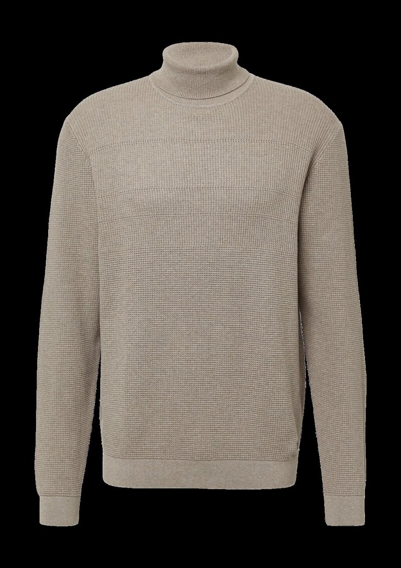 Strukturmix-Pullover aus reiner Baumwolle mit Rollkragen