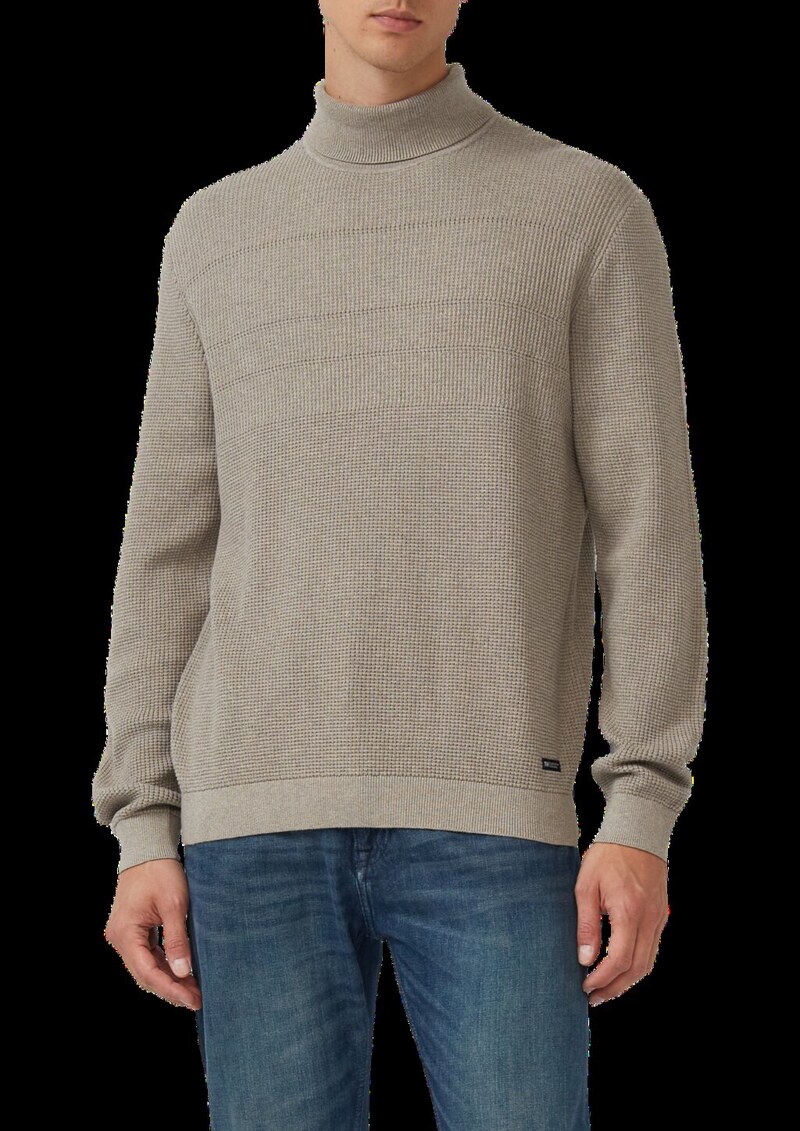 Strukturmix-Pullover aus reiner Baumwolle mit Rollkragen