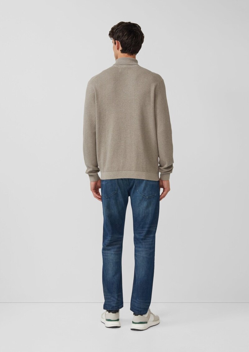 Strukturmix-Pullover aus reiner Baumwolle mit Rollkragen