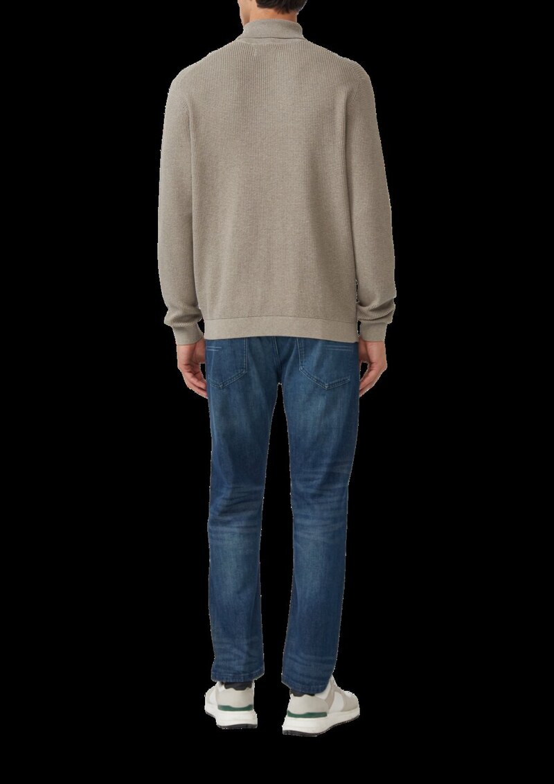 Strukturmix-Pullover aus reiner Baumwolle mit Rollkragen