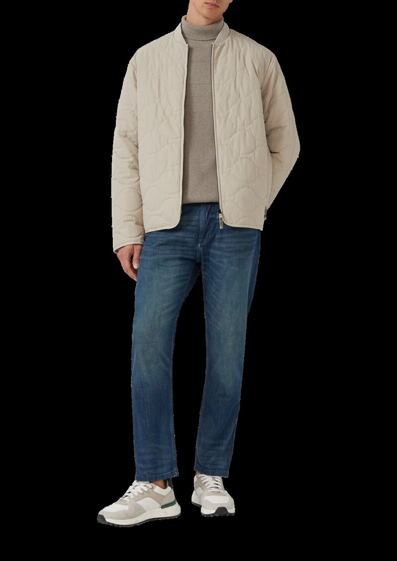 Strukturmix-Pullover aus reiner Baumwolle mit Rollkragen