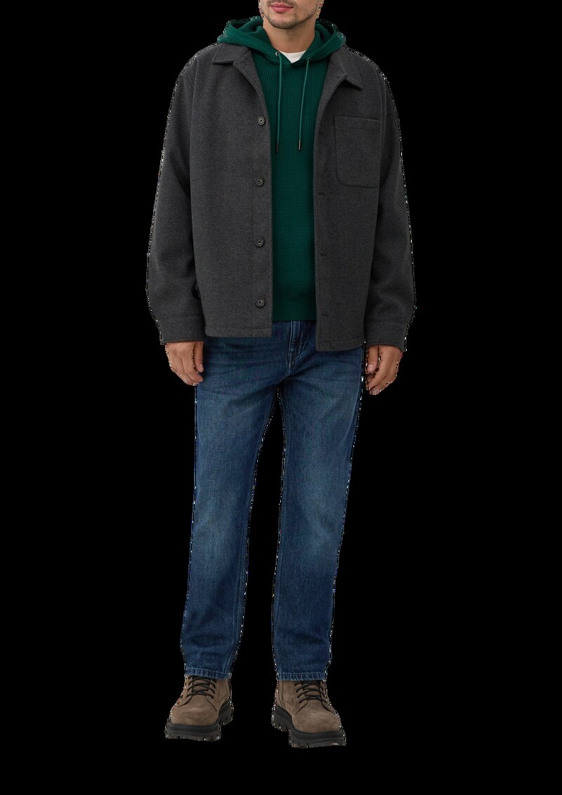 Struktur-Hoodie im Materialmix mit Ärmeltasche