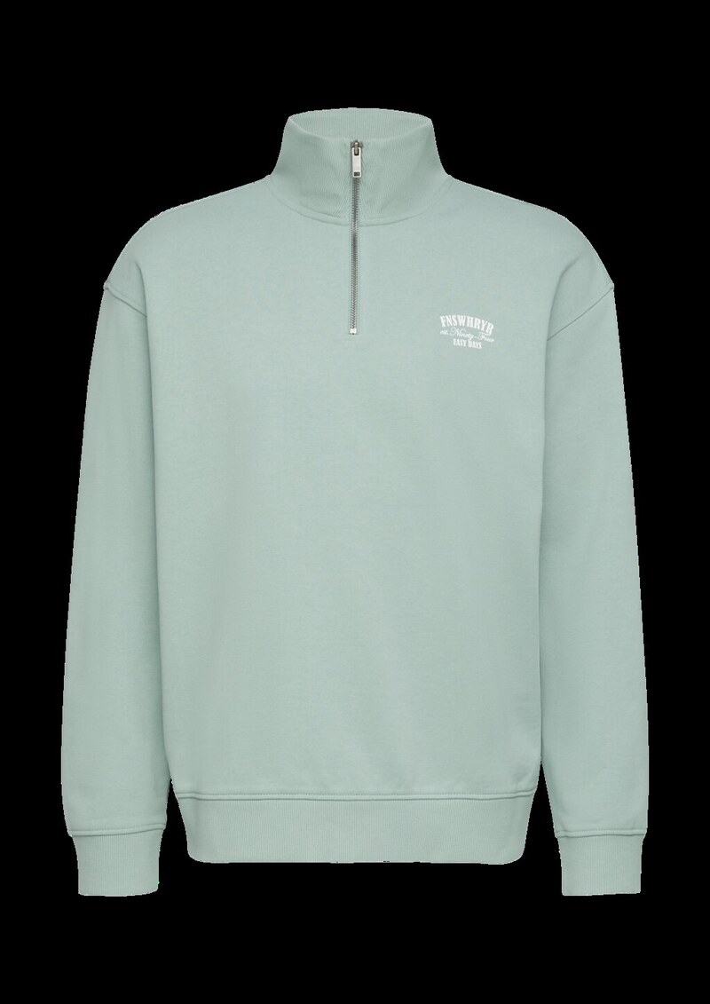Stehkragen Sweatshirt mit Reißverschluss und Frontprint