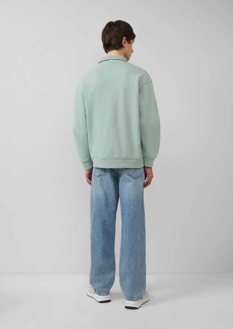 Stehkragen Sweatshirt mit Reißverschluss und Frontprint