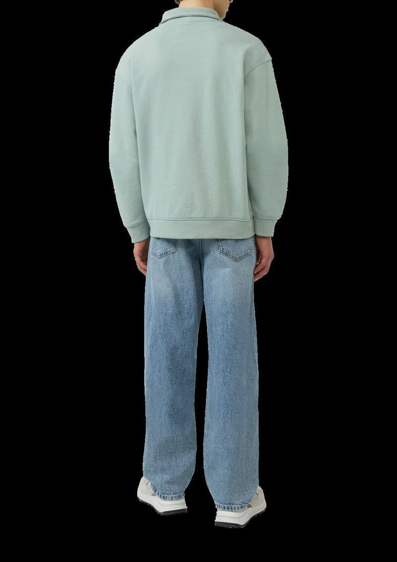 Stehkragen Sweatshirt mit Reißverschluss und Frontprint