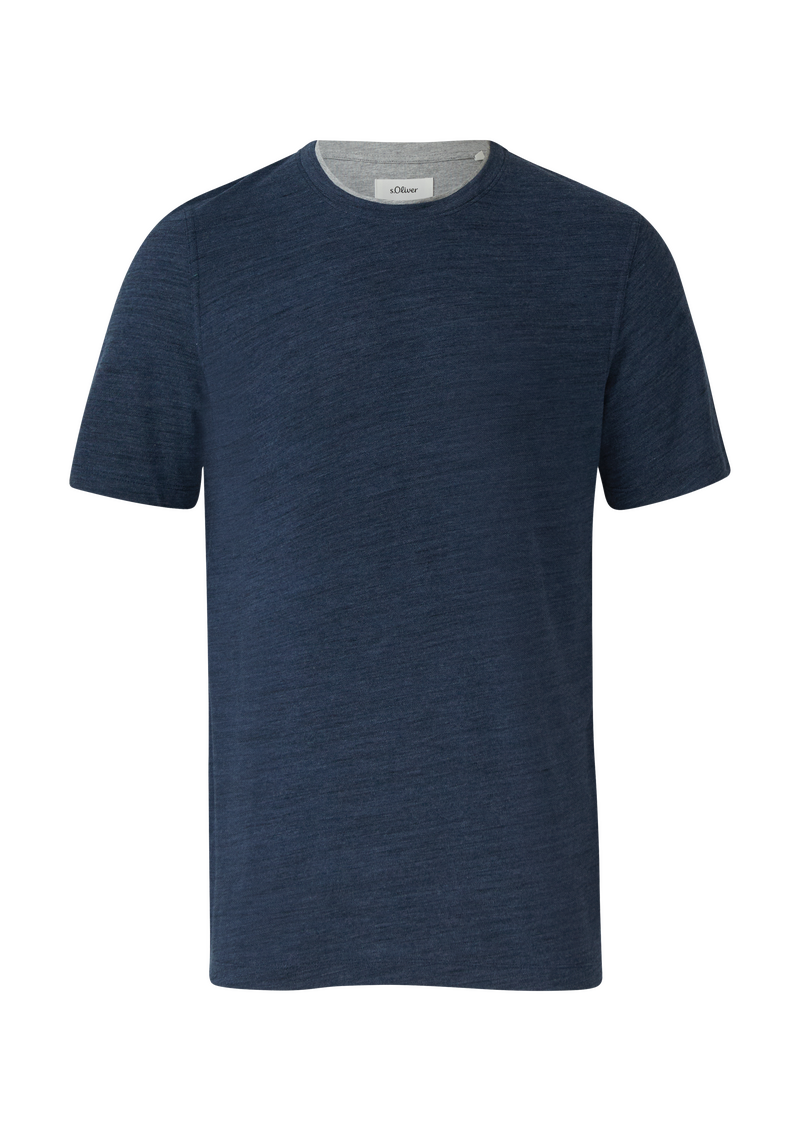 Meliertes Piqué-T-Shirt mit Kontrast-Details