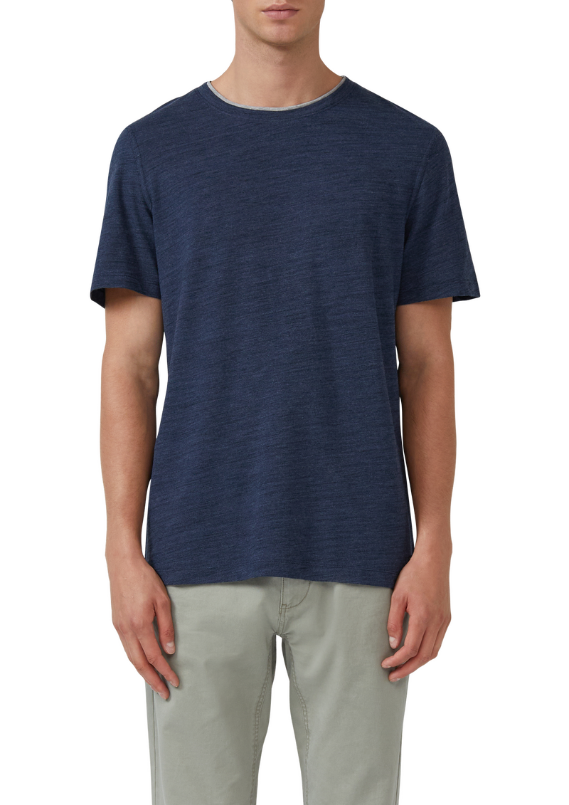 Meliertes Piqué-T-Shirt mit Kontrast-Details