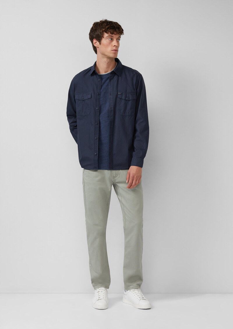 Meliertes Piqué-T-Shirt mit Kontrast-Details