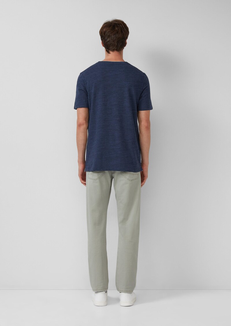 Meliertes Piqué-T-Shirt mit Kontrast-Details