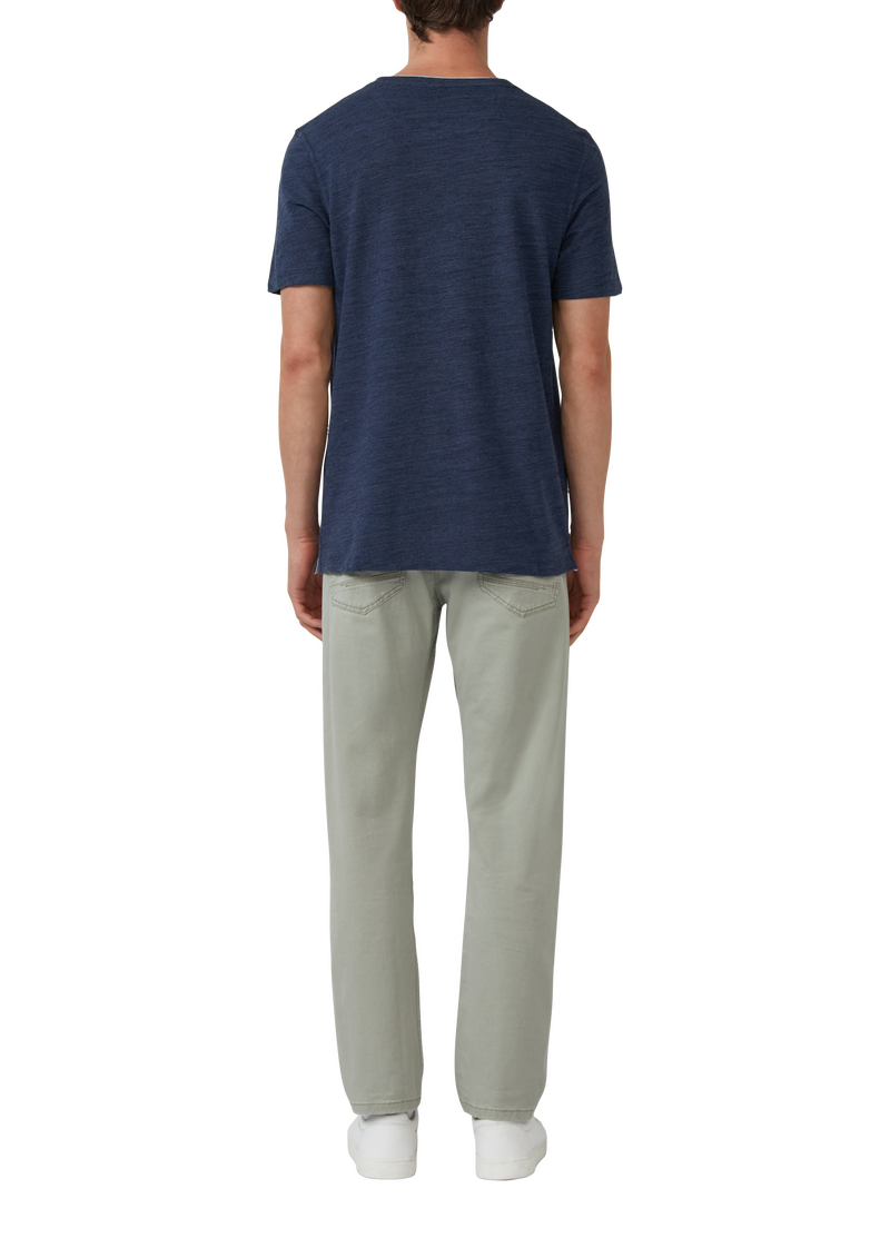 Meliertes Piqué-T-Shirt mit Kontrast-Details