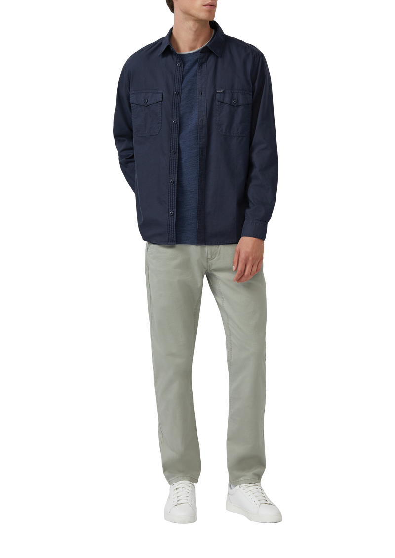 Meliertes Piqué-T-Shirt mit Kontrast-Details