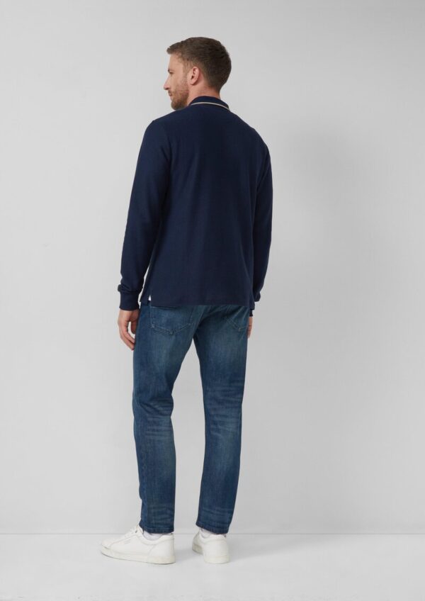 Zip-Poloshirt aus Strukturjersey mit Brusttasche