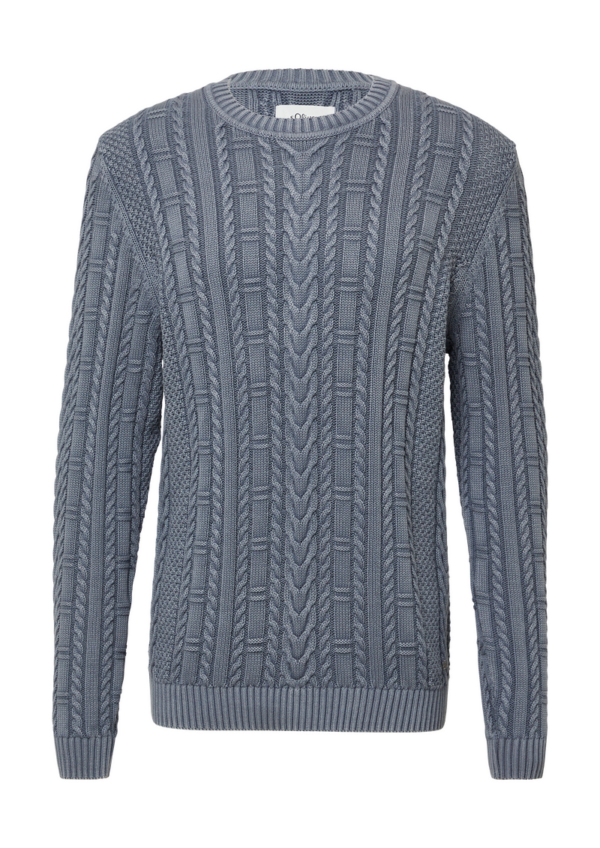 Baumwollpullover mit Zopfmuster und Garment Dye
