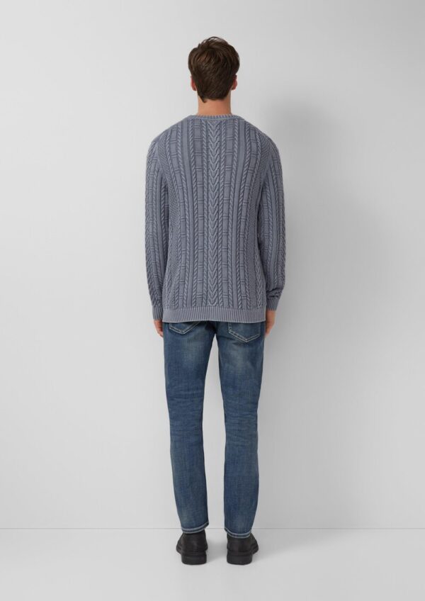 Baumwollpullover mit Zopfmuster und Garment Dye