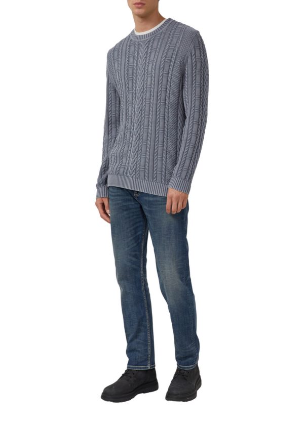 Baumwollpullover mit Zopfmuster und Garment Dye