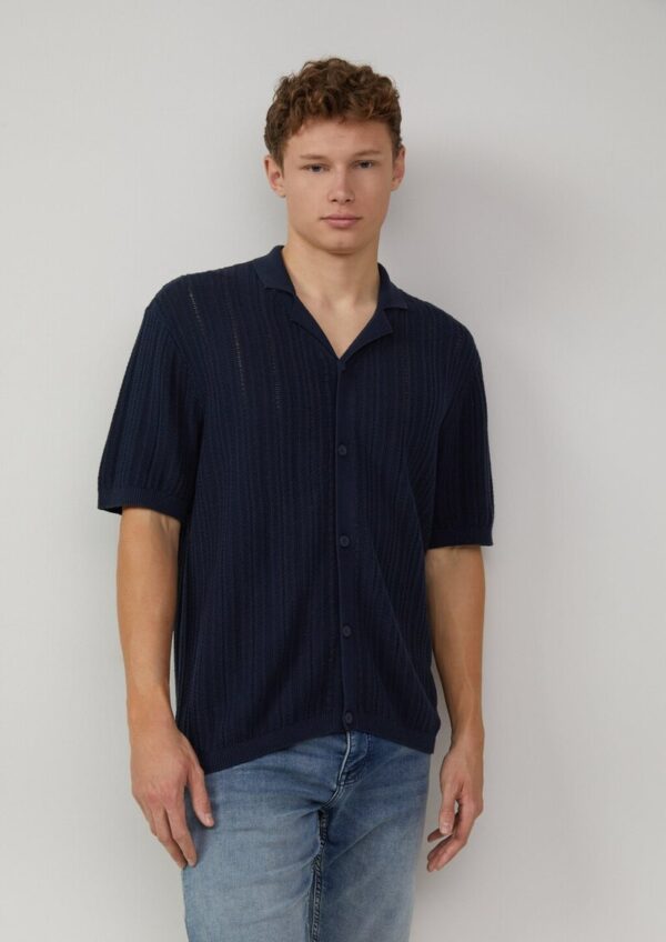 Regular Fit: Gestricktes Resorthemd mit Struktur