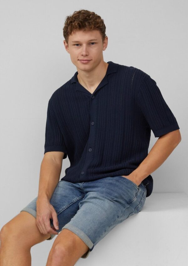 Regular Fit: Gestricktes Resorthemd mit Struktur
