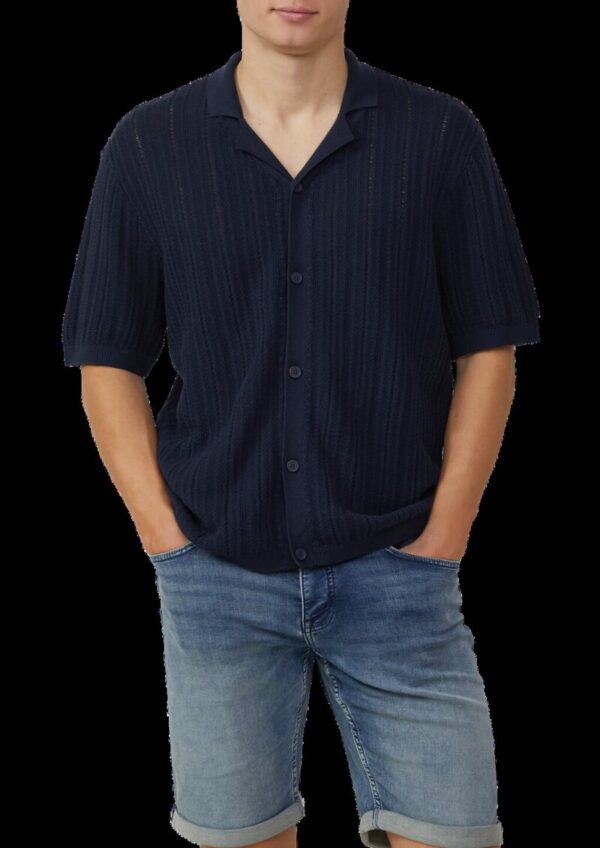 Regular Fit: Gestricktes Resorthemd mit Struktur