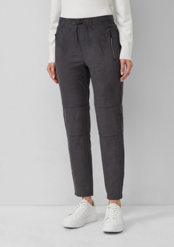 Jogpants in Veloursleder-Optik mit Elastikbund