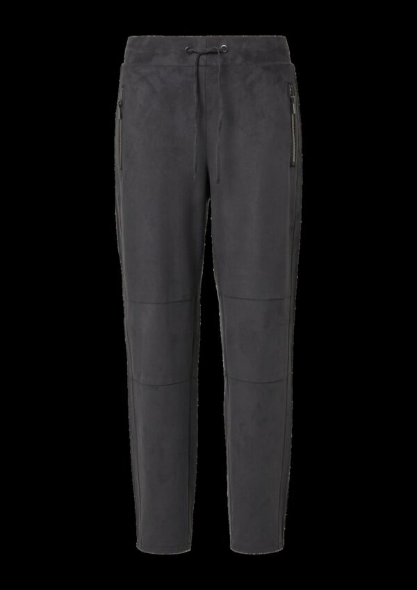 Jogpants in Veloursleder-Optik mit Elastikbund