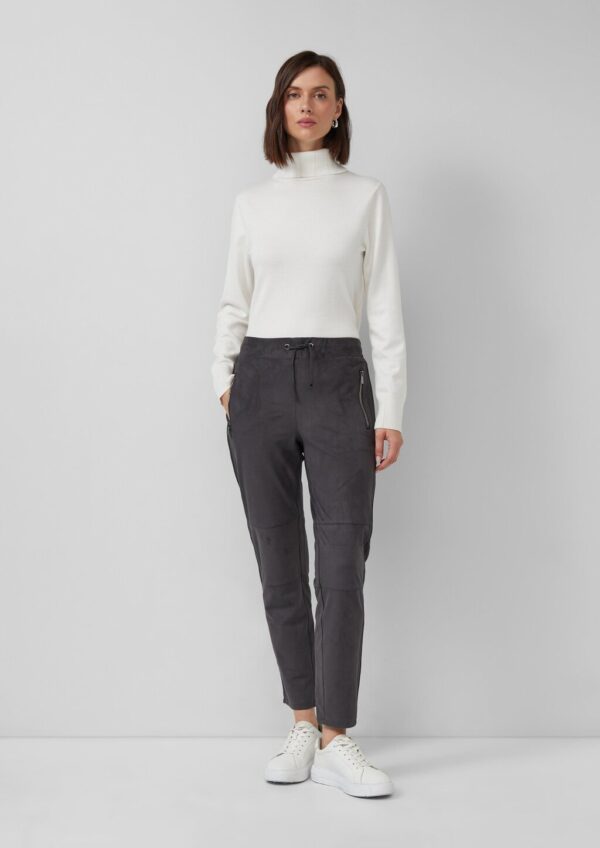 Jogpants in Veloursleder-Optik mit Elastikbund