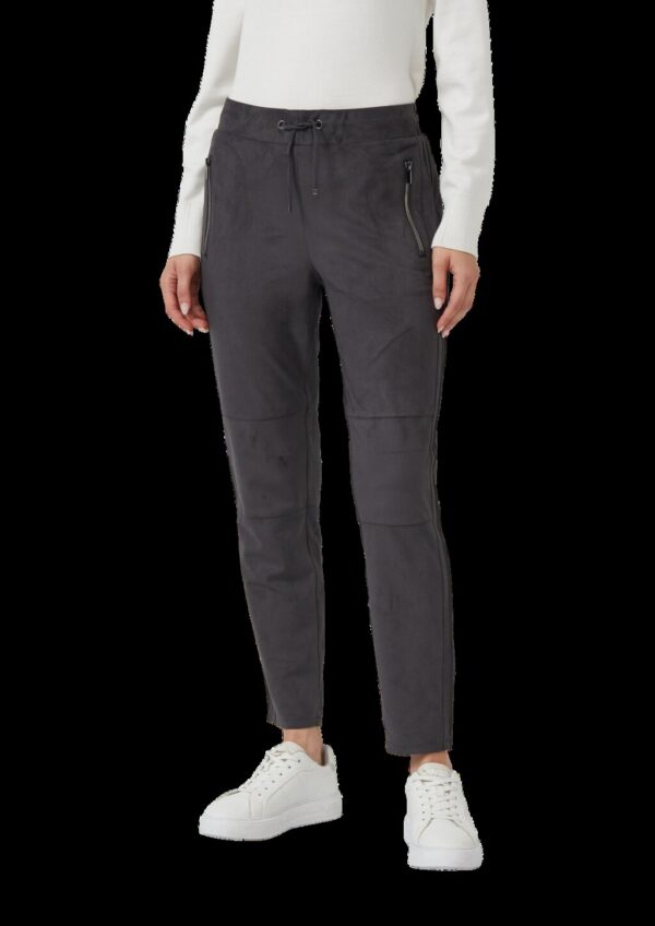 Jogpants in Veloursleder-Optik mit Elastikbund