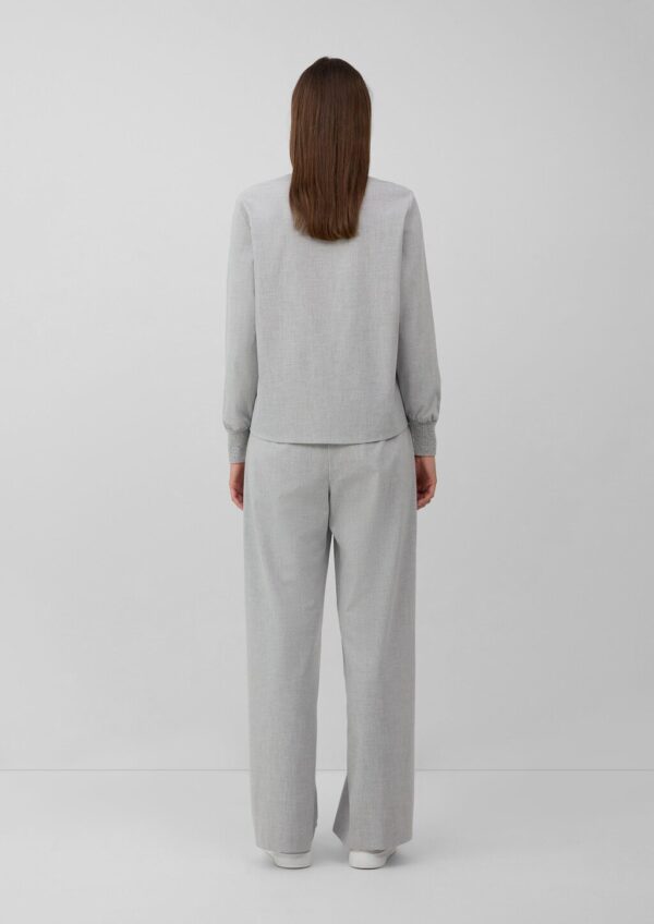 Flanell-Bluse mit Strickkragen und -bündchen