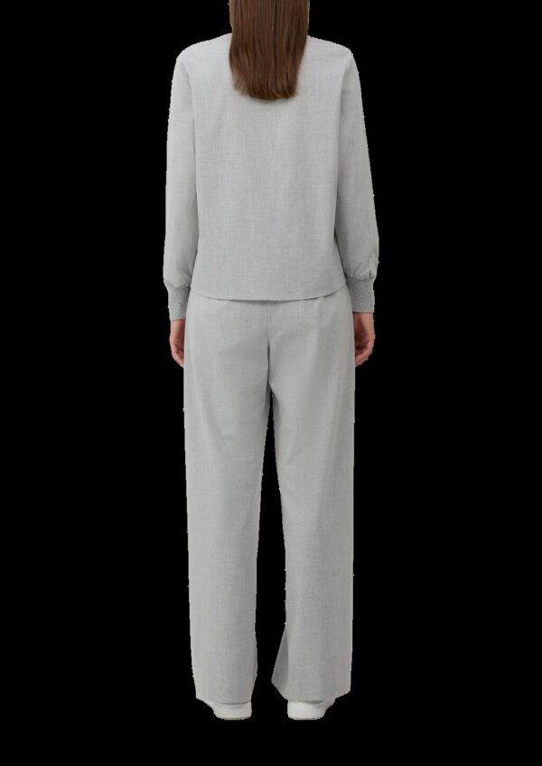 Flanell-Bluse mit Strickkragen und -bündchen