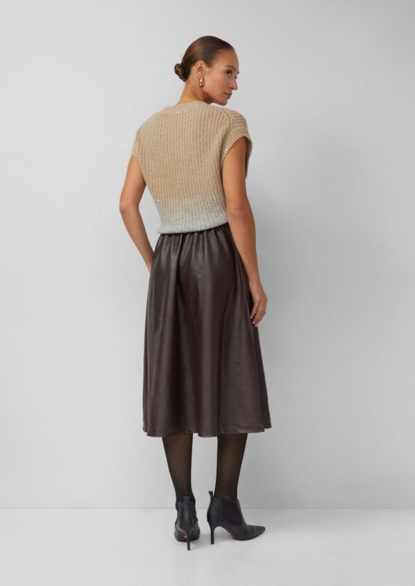 Midirock in Leder-Optik mit ausgestelltem Saum