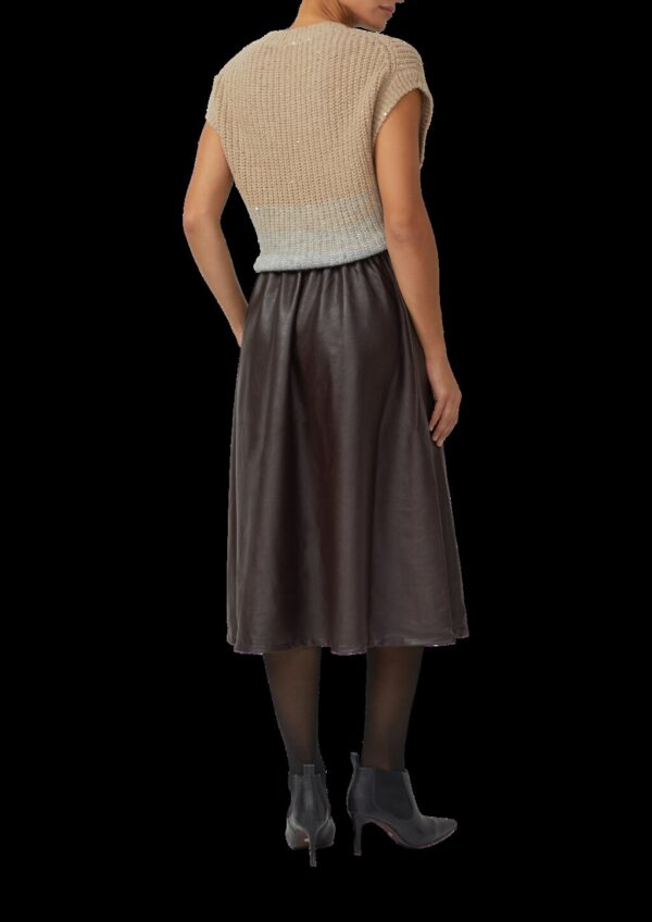 Midirock in Leder-Optik mit ausgestelltem Saum