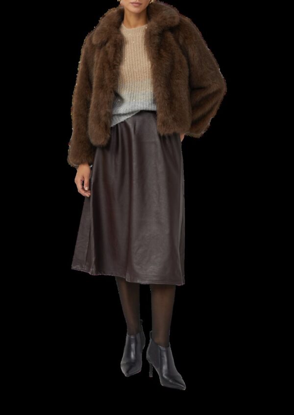 Midirock in Leder-Optik mit ausgestelltem Saum