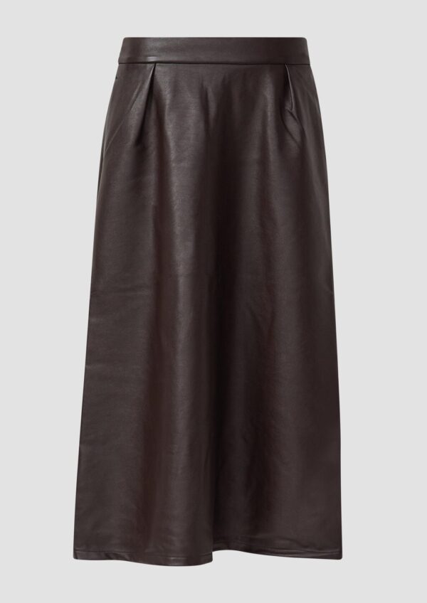Midirock in Leder-Optik mit ausgestelltem Saum