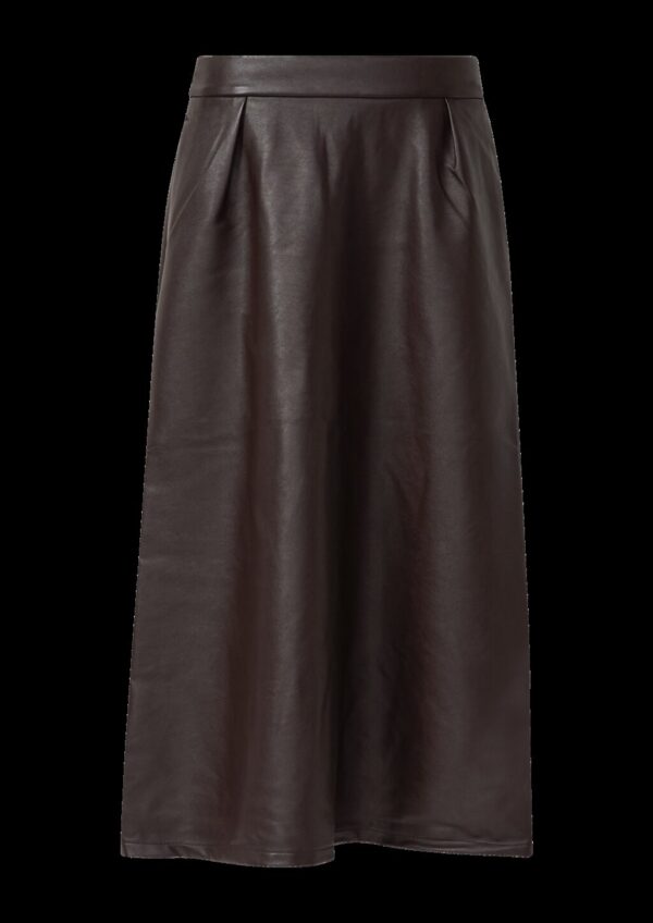 Midirock in Leder-Optik mit ausgestelltem Saum