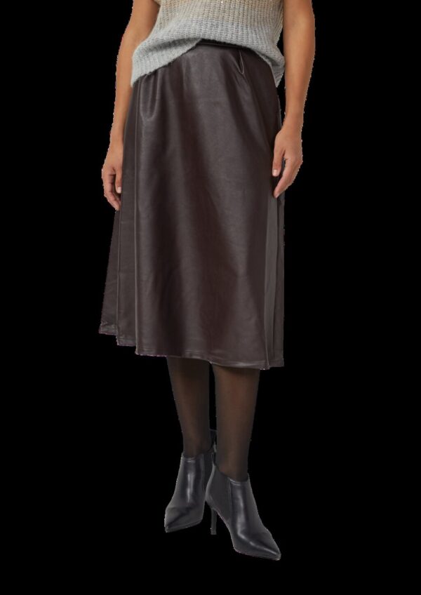 Midirock in Leder-Optik mit ausgestelltem Saum