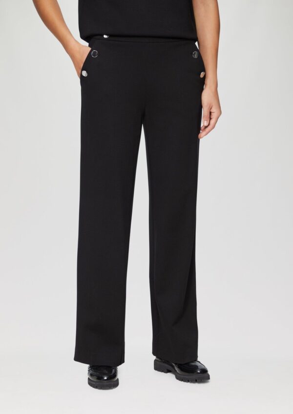 Wide-Leg-Hose mit Elastikbund und dekorativen Knöpfen