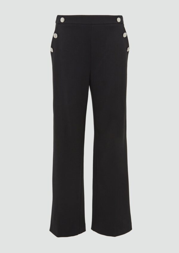 Wide-Leg-Hose mit Elastikbund und dekorativen Knöpfen