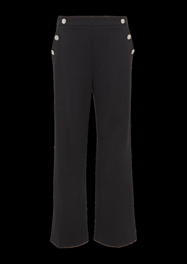 Wide-Leg-Hose mit Elastikbund und dekorativen Knöpfen