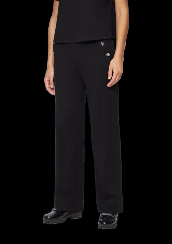 Wide-Leg-Hose mit Elastikbund und dekorativen Knöpfen