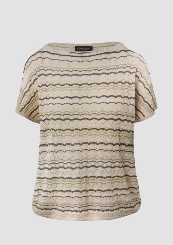 Stricktop im Relaxed Fit mit Ajourmuster und Glitzergarn