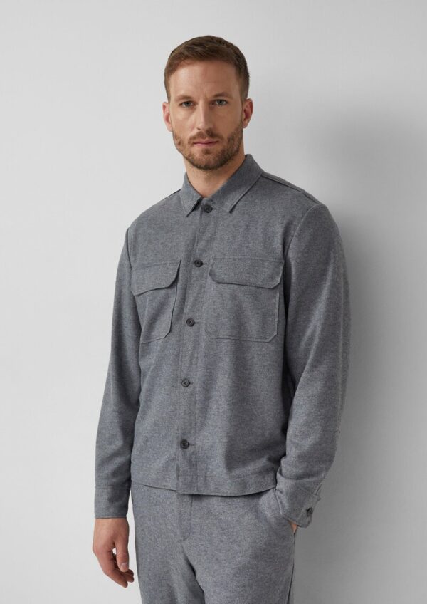 Edles Wollmix-Overshirt mit offenen Kanten