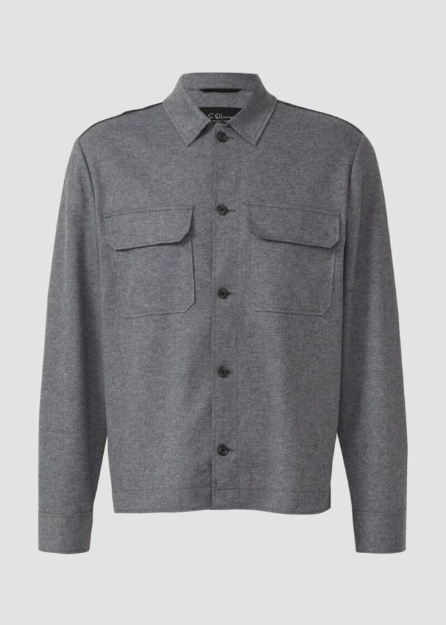 Edles Wollmix-Overshirt mit offenen Kanten