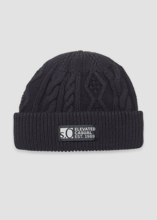 Strickmütze mit Zopfmuster und Fleece-Futter