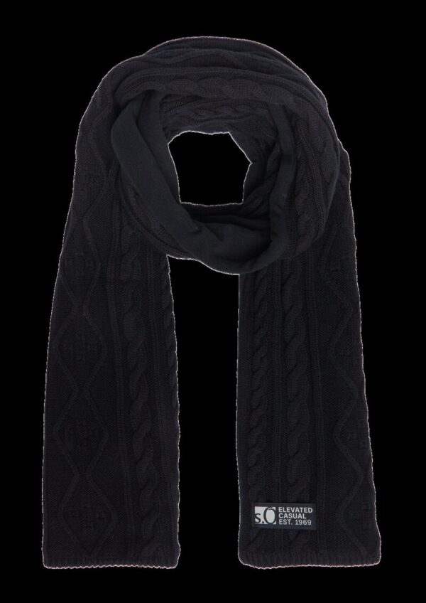 Strickschal mit Zopfmuster und Fleece-Rückseite