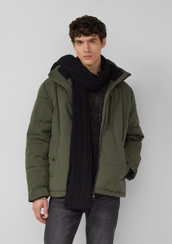 Strickschal mit Zopfmuster und Fleece-Rückseite