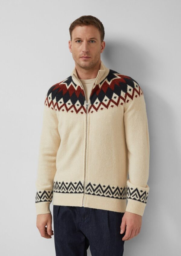 Strickjacke aus Wollmix im Norweger-Stil