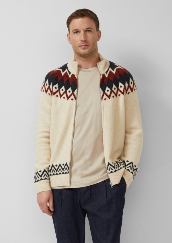 Strickjacke aus Wollmix im Norweger-Stil